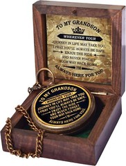 Gift for Grandson Brass Compass Engraved Quote | Memory Present to My Grandson
