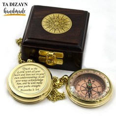 Trust in The Lord with All Your Heart -Proverbs 3: 5-6 Quote Engraved Compass…