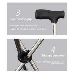 Outdoor Foldable Walking Stick Stool Lightweight Heavy Duty Steel Seat Elderly