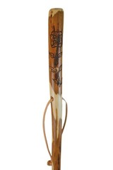Flower with Vine Carved Walking Stick, Hand-carved Hiking Staff, Made in USA