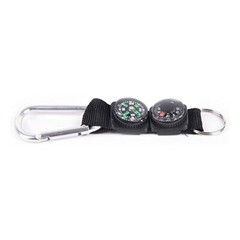 3x Mini Compass Thermometer Outdoor Camping Survival Keychain Carabiner Kits