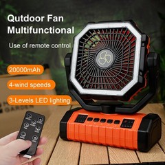 USB Powered Camping Fan Light with Remote 4 Wind Speeds for Fishing Gear