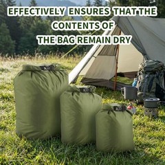Dry Bag Waterproof 3 Pack Lightweight Dry Sack, 6L&10L&20L Outdoor Stuff Green