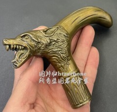 New Brass Wolf Head Walking Stick Cane Handle Top Topper Hand Grip Holder Decor