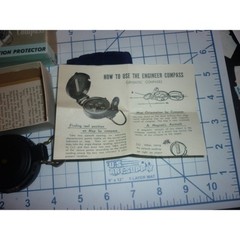 Vintage Lensatic Engineer Compass Black Your Direction Protector with Box Manual
