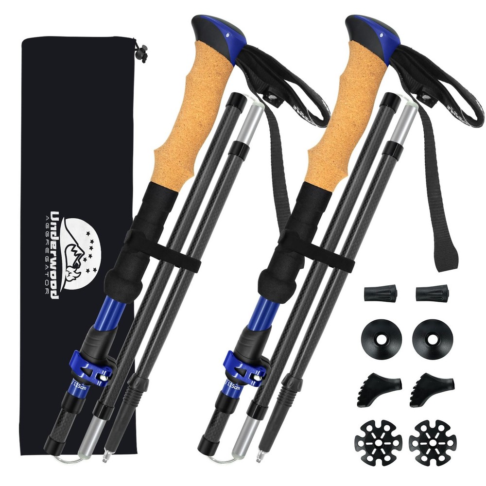 Carbon Fiber Trekking Poles – Lightweight Collapsible Hiking Poles, 2 PCS Nor…