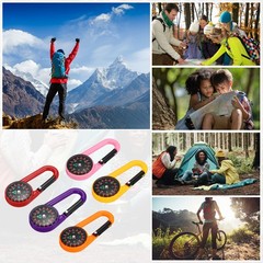 5Pcs Compass, Buckle Compass Keychain Survival Pocket Compass, Dark Blue