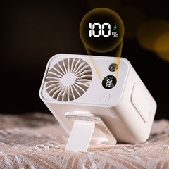 3600mAh Portable Waist Fan with Flashlight and 4 Speed Natural Wind Modes