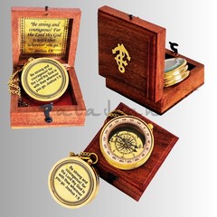 Inspirational Gift Compass – God My Lord Guide Me – Uplifting 2 inch, Brass