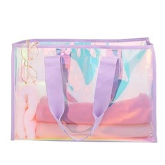 Iridescent Beach Bag for Women, 26L Clear Tote Bag, Summer Waterproof