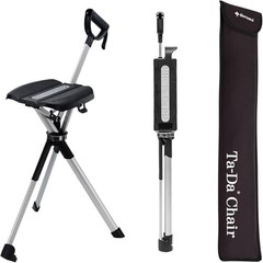 Ta-Da Chair Series 2- Portable Walking Stick, Cane with Seat, L (36.2″) Black