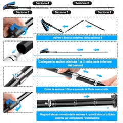 , Trekking Poles, Folding and Shockproof, 110 130 cm, 5 Sections of Aluminium…