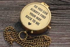 RII to My Husband I Love You, Brass Compass Engraved Gifts for Men, Bronze Gi…