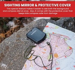 Boy Scout Sighting Compass – Adjustable Declination Mirror, Compass Base Red