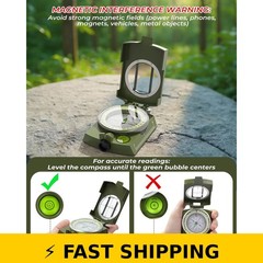 Sportneer Military Lensatic Compass – Waterproof, Shockproof, Army Green