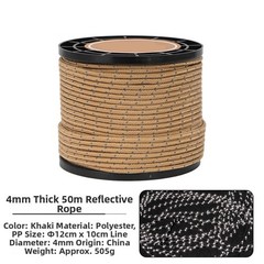 Weather Resistant Reflective Rope for Outdoor Camping 50 Meter Strong Rope