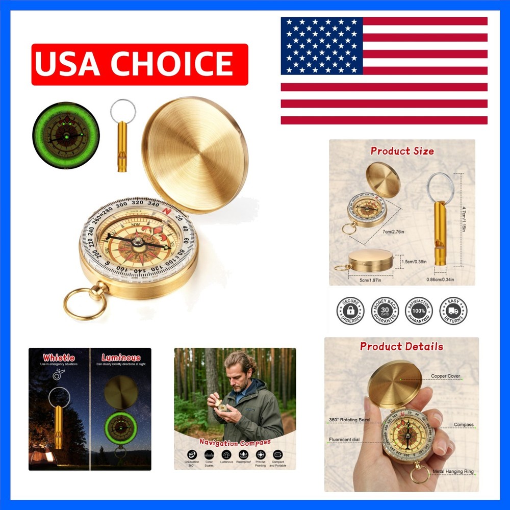 Navigation Compass, Hiking Compass with Luminous Function, Waterproof Pocket …