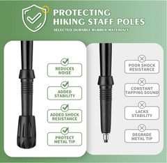 Universal Trekking Pole Tips 6 Pack – Shock Absorbing Rubber Caps 11mm