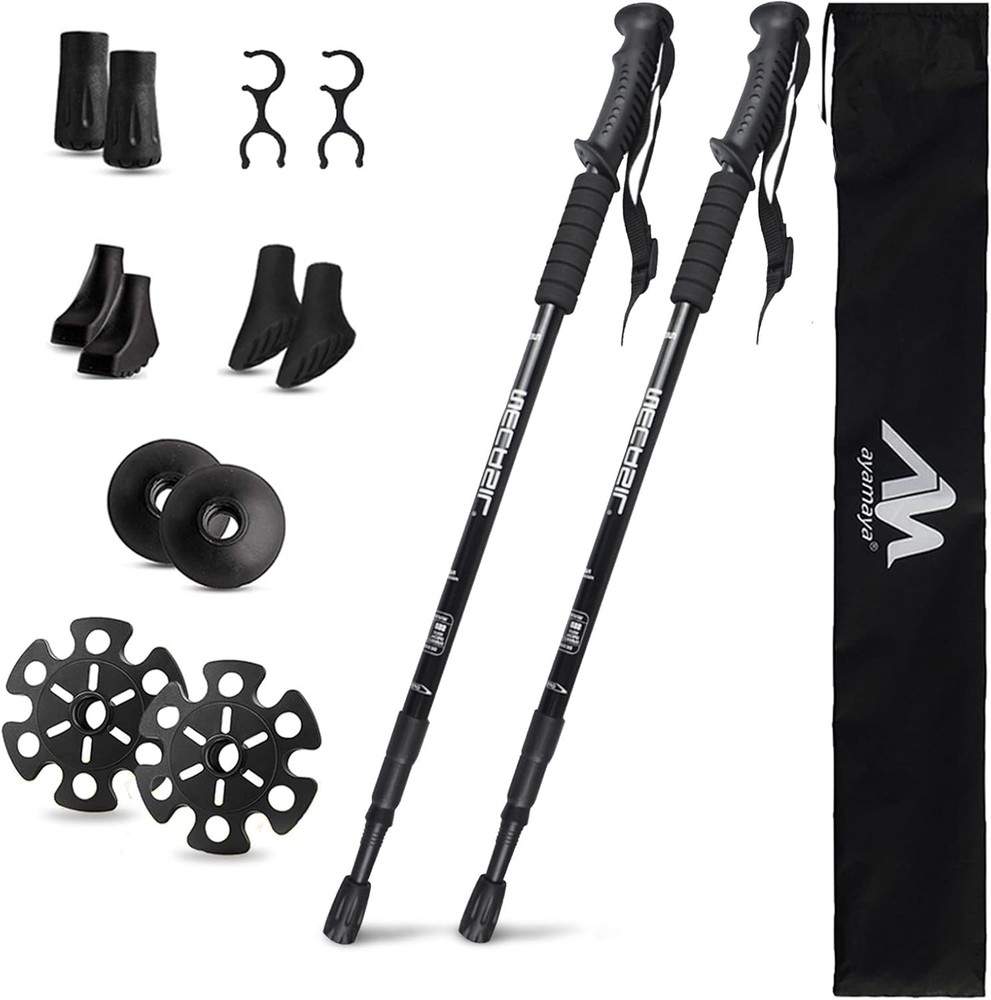 2x Trekking Poles Nordic Walking Hiking Sticks Anti-shock Adjustable Alpenstock
