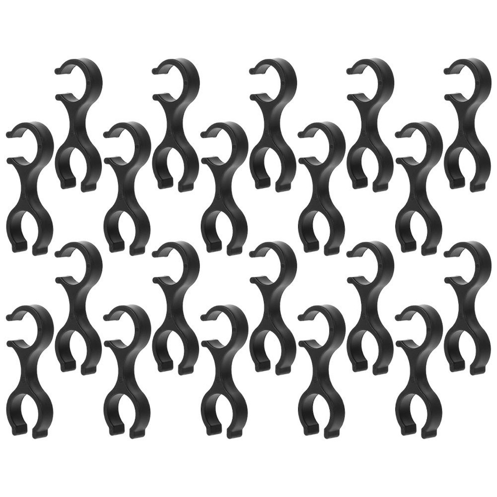 20Pcs Portable Plastic Trekking Stick Clips Lightweight Durable Black Connectors