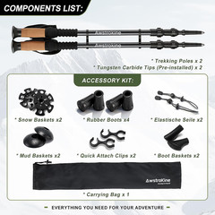 Carbon Fiber Trekking Poles – Lightweight Collapsible Hiking Poles with Cork Gri