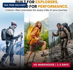 3K Carbon Fiber Trekking Poles, Collapsible Set of 2 Lightweight Adjustable Hiki