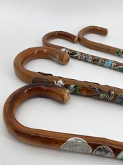 * 4 x WALKING STICK WALKING STICK ALPINE HIKING VINTAGE GERMANY AUSTRIA