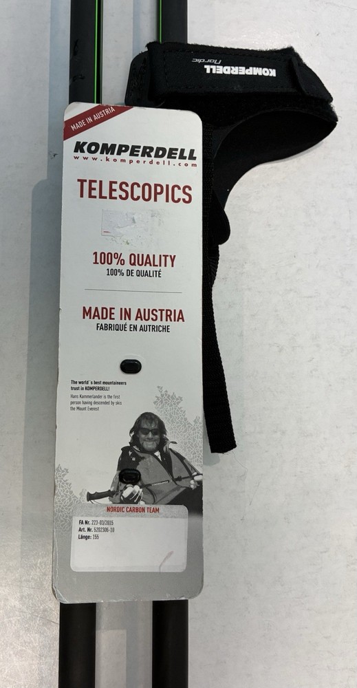 60” Komperdell Nordic Team Carbon Trekking Poles Brand New Still Wrapped Spikes