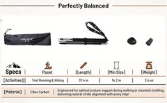 Ultra Light Carbon Fiber Trekking Poles | Collapsible Walking Sticks for Hiking