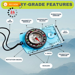 Trekker’s Compass Crew Orienteering Compass, Pack of 2, 2 Compasses Blue