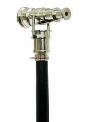Walking Wooden Hiking Stick With Brass Spyglass Telescope Handle Vintage Gift