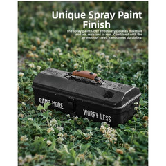 Compact 36x15x11cm Metal Camping Toolbox with Felt Lining and Ergonomic Handle