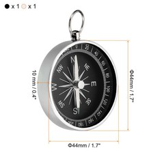 Pocket Compass Outdoors Navigation Compass with Key Ring White Black