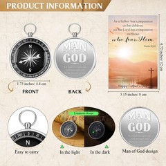 Mootycapa 20 Sets Compass Bulk Gifts Father’s Day Bible Verse Mini Silver