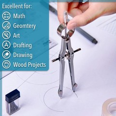 – Professional Compass for Geometry, Extra Lead, Metal Compass, Compass, Compass