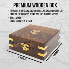 Brass Compass Sundial | Velvet Lined Display Box | Sundial With Roman Numerals