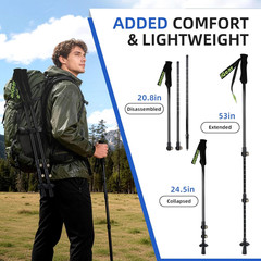 Carbon Fiber Trekking Poles, Ultra Strong Lightweight Collapsible Hiking Poles w