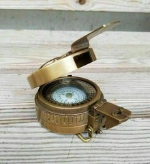 Solid Brass Antique Compass Marine Solid Gift British Military Prismatic Pocket