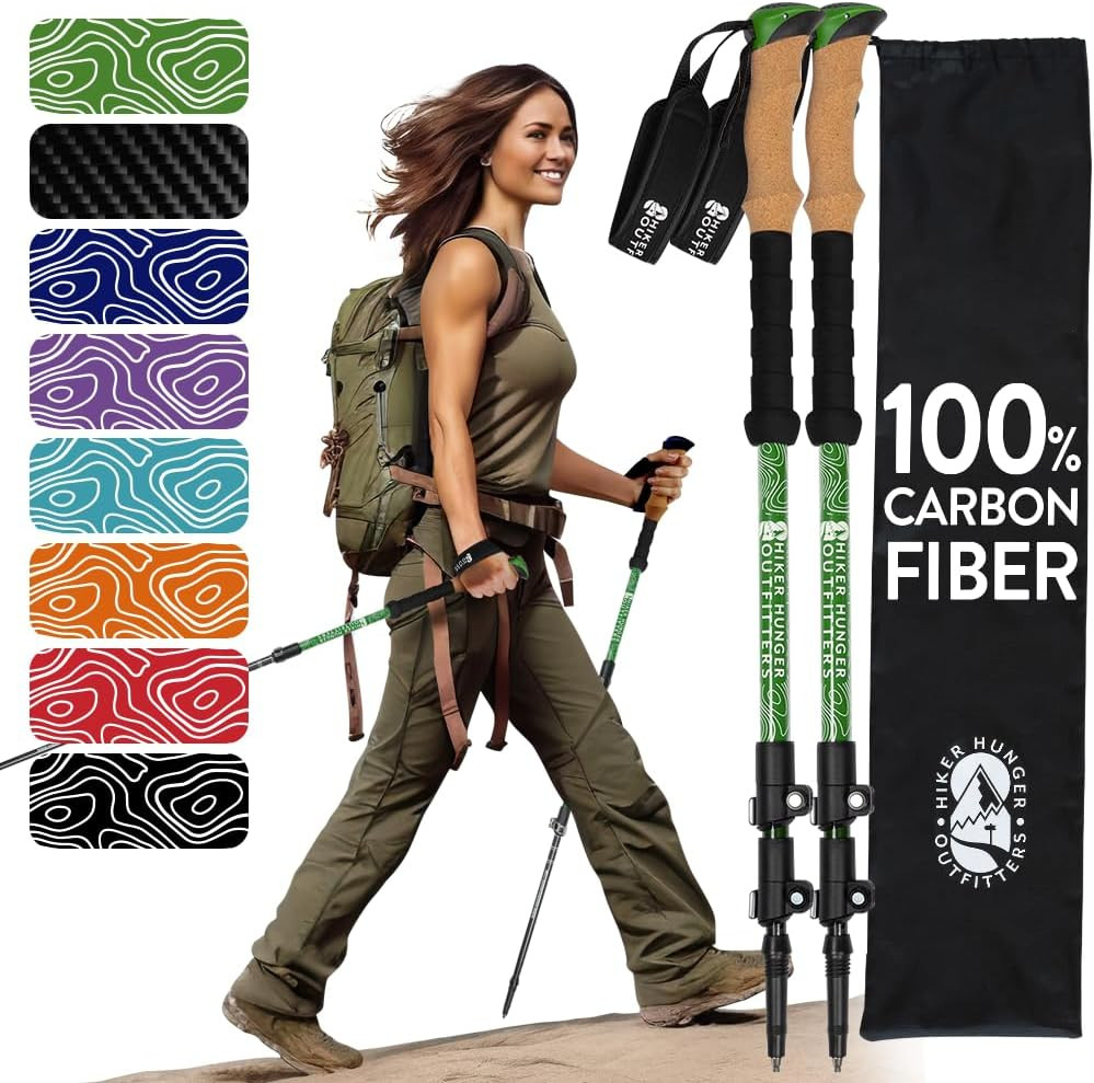 100% Carbon Fiber Trekking Poles by USA Brand – Ultra Strong Lightweight Collaps