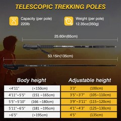 2* Adjustable Trekking Poles Hiking Nordic Walking Sticks Anti-shock Alpenstock