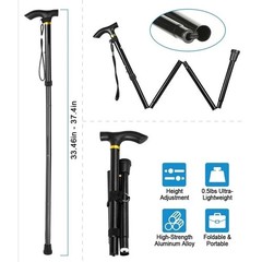 Hiking Pole Folding Long-distance Journey Climbing Mountains Walking Stick Black