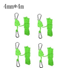 4pcs Outdoor Pulley Adjuster Set with Reflective Rope for Camping and Garden