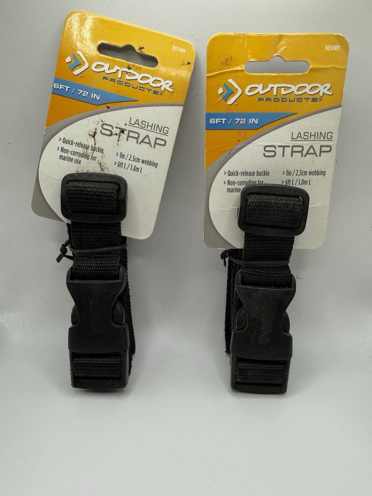 Outdoor Products 6ft Tie Down Straps 2 Pack Cam Buckle Kayak Marine Boat