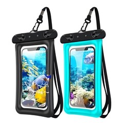 2 Pack Waterproof Floating Phone Pouch IPX8 Floatable Waterproof Blue+Black