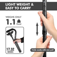 Lightweight Folding Walking Stick with Adjustable Height, 1 Pair