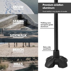 Lightweight Folding Walking Stick with Adjustable Height, 1 Pair