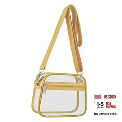 Clear Bag for Stadium Events Clear Sports Fan Handbags Purses with Medium Gold