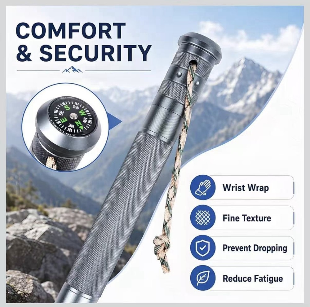 Detachable Survival Hiking Stick Tactical Walking Staff for Camping Hiking