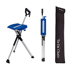 Ta-Da Chair Series 2- Portable Walking Stick, Cane with Seat, S (32.2″) Blue