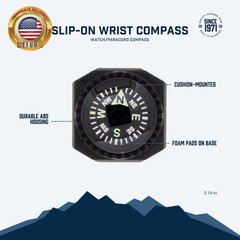 Slip-On Wrist Compass – Easy-To-Read Compass for Watch Band or Paracord Survival